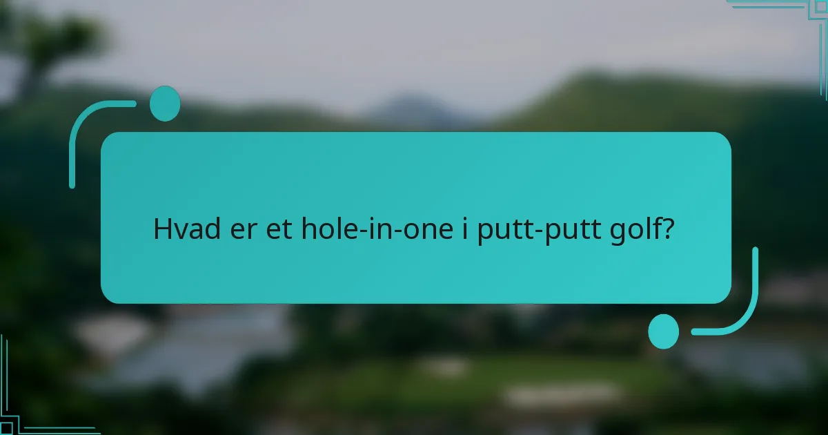 Hvad er et hole-in-one i putt-putt golf?